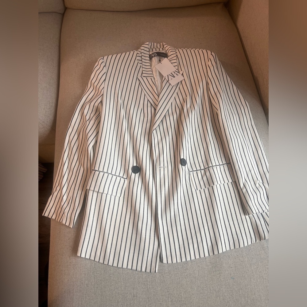 🌴ZARA Oversized Striped Blazer - Size XS - Picture 4 of 5